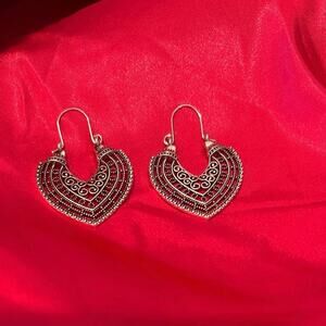 New Silvertone Filigree Boho 1.75 inch Dangling Pierced Earrings